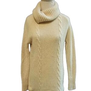 Cream Cable Knit Turtleneck Sweater by Sutton Studio in a size medium.